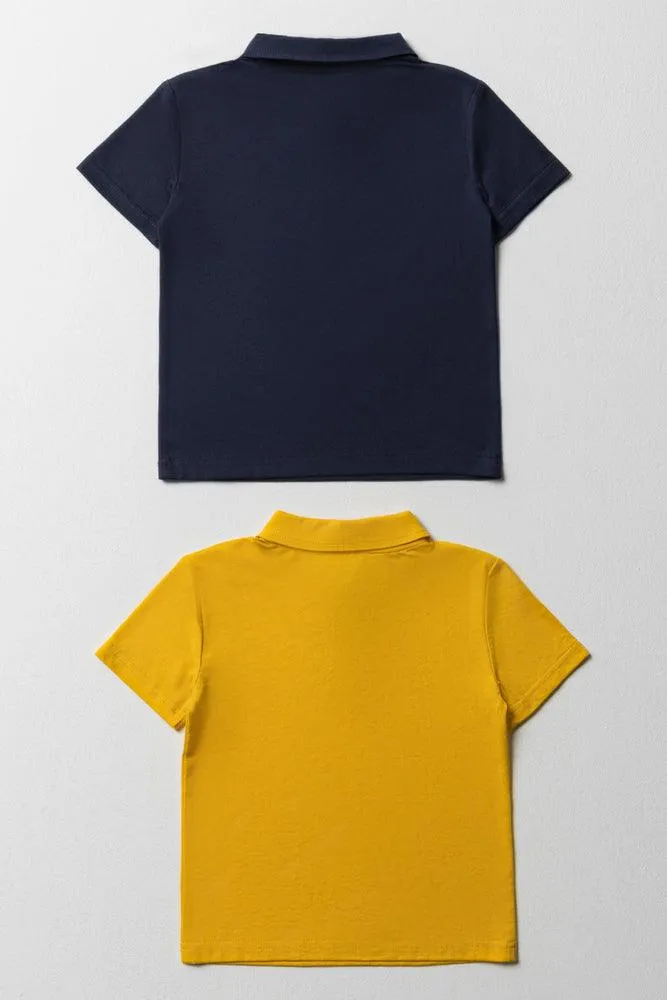 2 Pack Short Sleeve Golfers Yellow & Navy