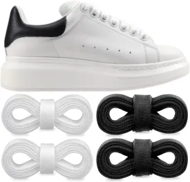 2 Pairs Shoelaces for Alexander McQueen Flat Shoe Laces Replacement Sneaker Shoes