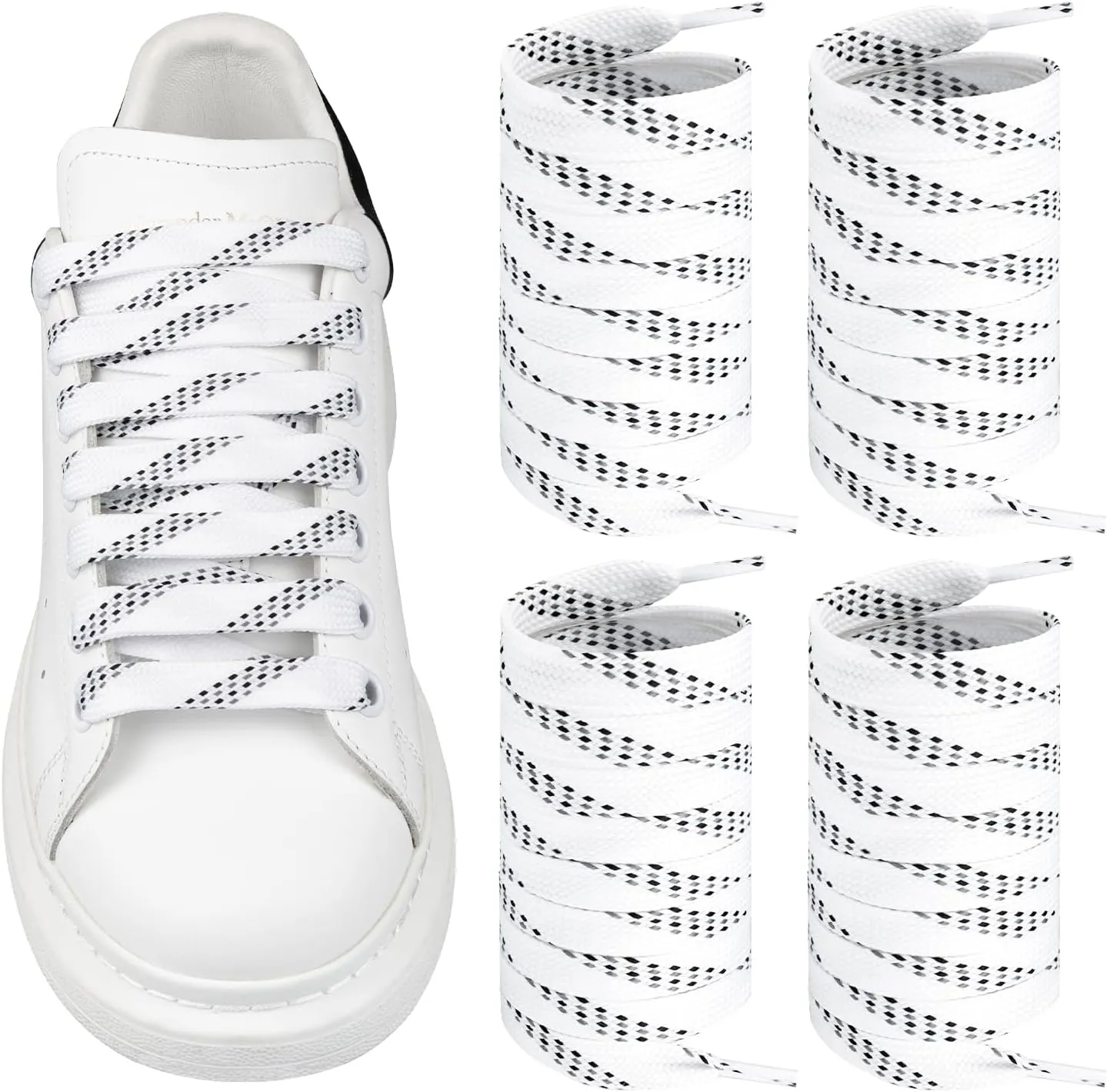 2 Pairs Shoelaces for Alexander McQueen Flat Shoe Laces Replacement Sneaker Shoes