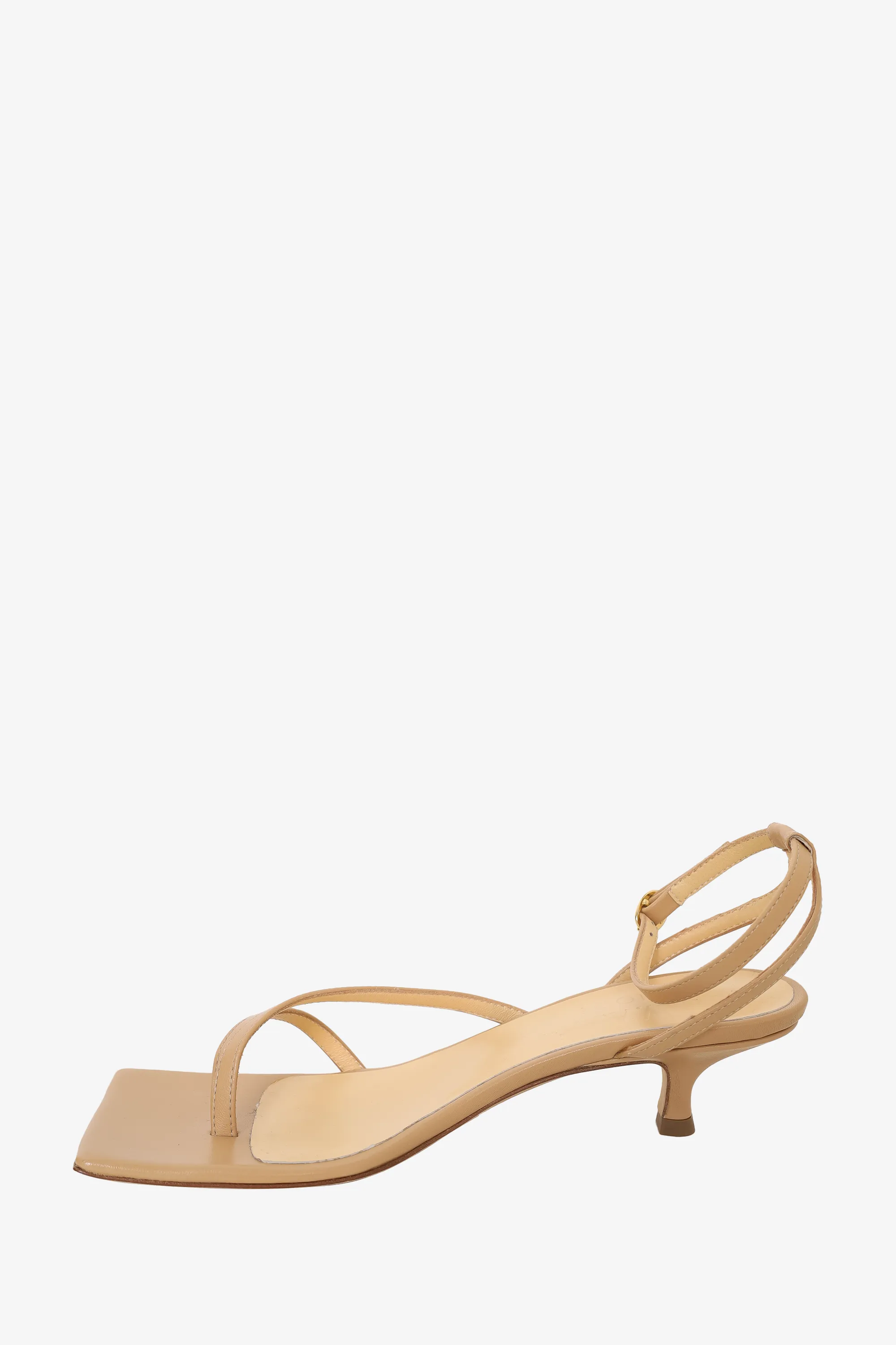 A.W.A.K.E. Mode Taupe Leather Delta 80mm Sandals Size 37