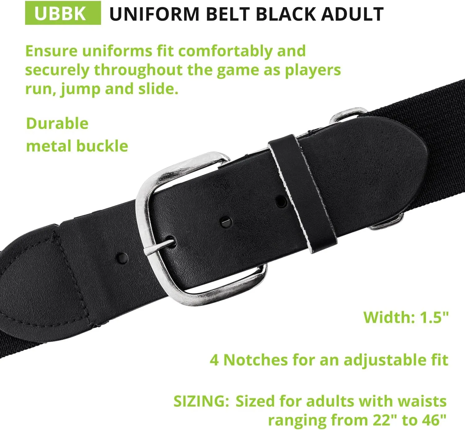 Champion Sports Baseball/Softball Uniform Belt, Comfort Stretch Fit - Durable Syntex Tab, Youth & Adult Sizes