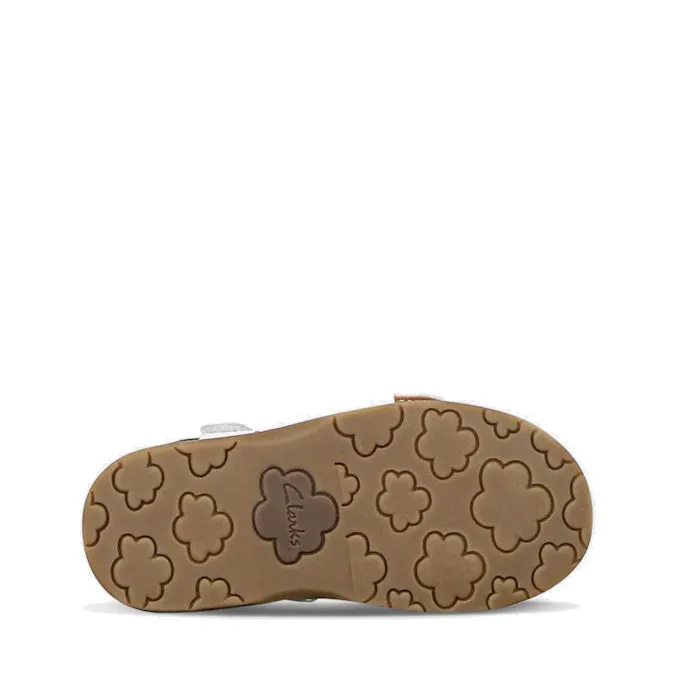 Clarks - Carrie White Leather Girls Sandal