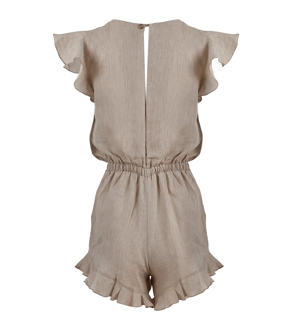 Erifylli Linen Ruffle Playsuit