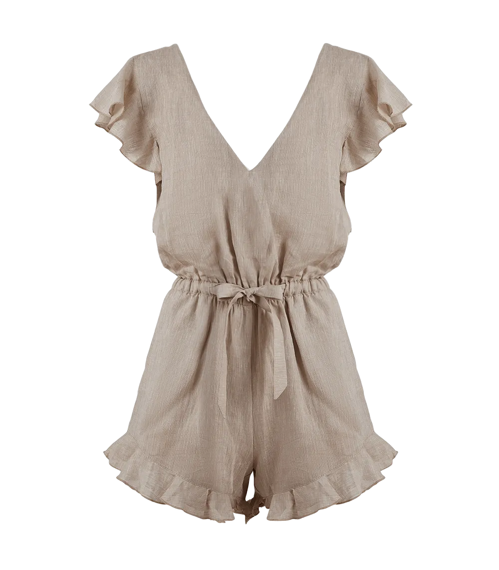 Erifylli Linen Ruffle Playsuit