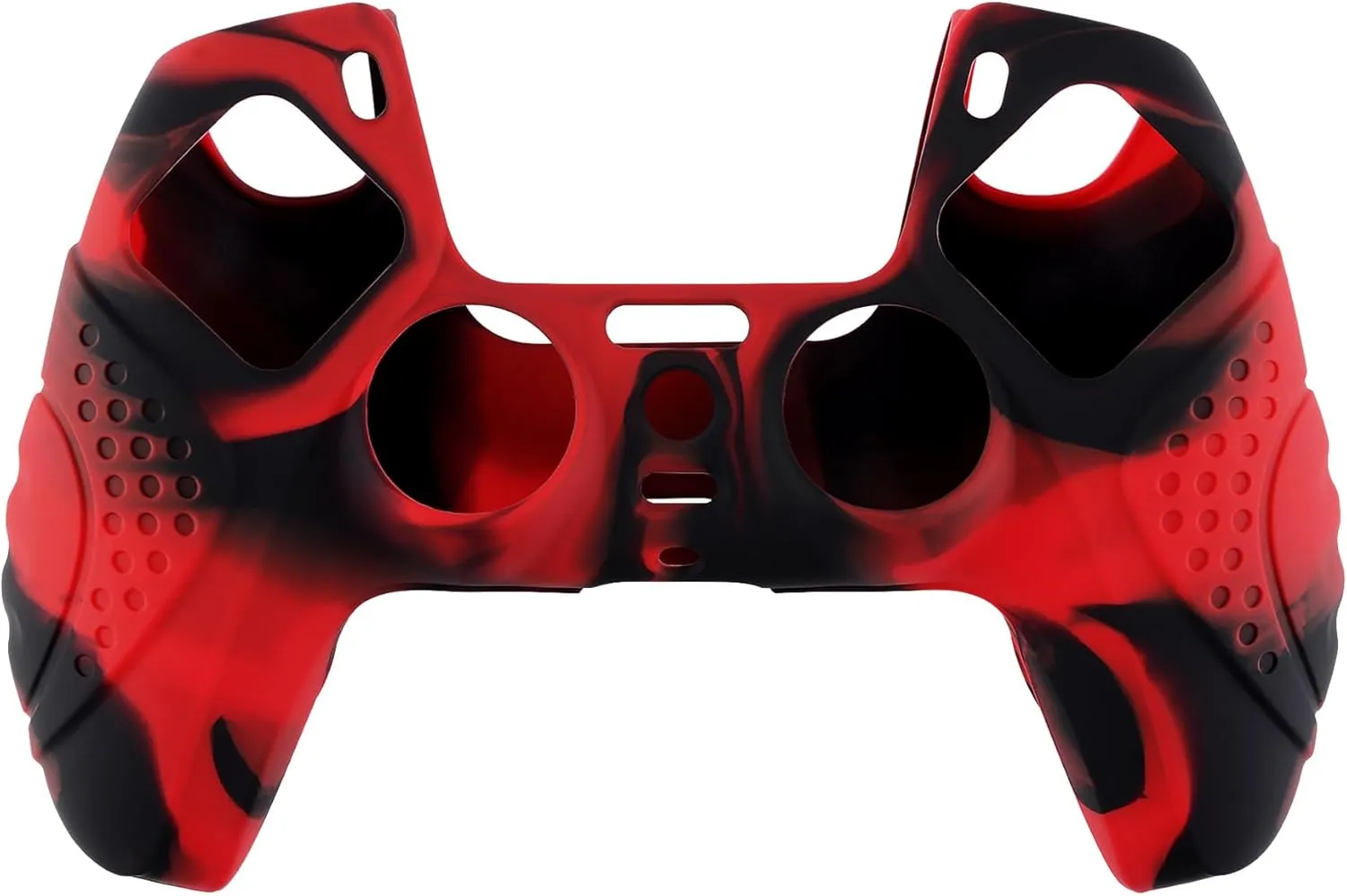 eXtremeRate PlayVital Guardian Edition Ergonomic Soft Anti-Slip Controller Silicone Case Cover for ps5, Rubber Protector Skins with Black Joystick Caps for ps5 Controller - Red & Black