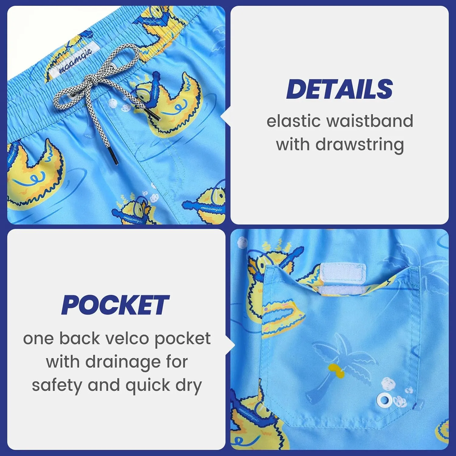 maamgic Mens Swim Trunks 5" with Mesh Lining Quick Dry Bathing Suits for Men Swim Shorts Swimwear