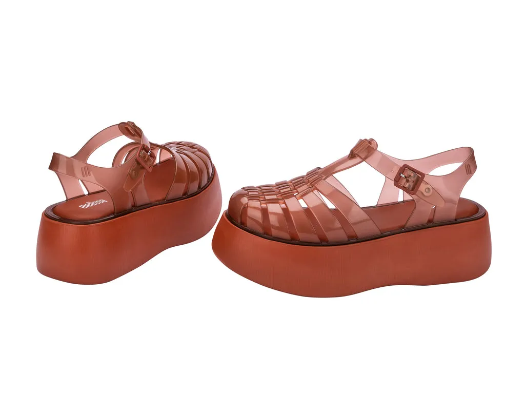 Melissa Possession Plato AD Brown Platform Heel Sandals For Women