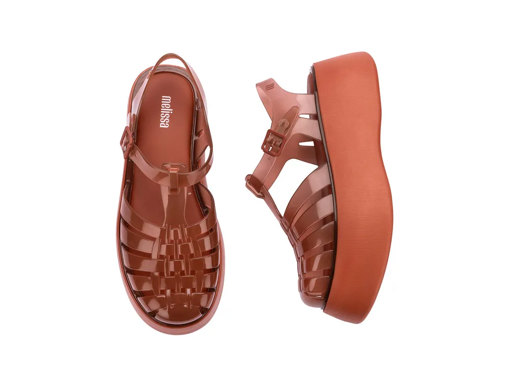 Melissa Possession Plato AD Brown Platform Heel Sandals For Women