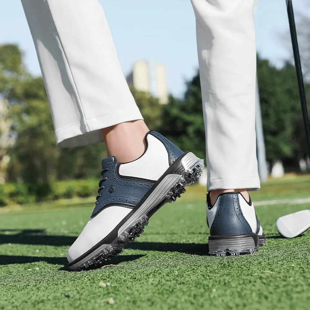 Mens Golf Shoes Traditions Fixed Nailless Sole Waterproof Spikeless Size 7.5-14