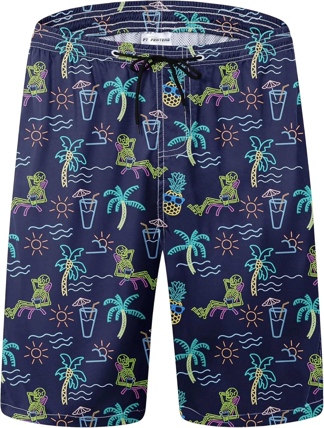 Mens Swim Trunks Quick Dry Board Shorts with Mesh Lining, Breathable Surf Beach Shorts Swimwear Bathing Suits