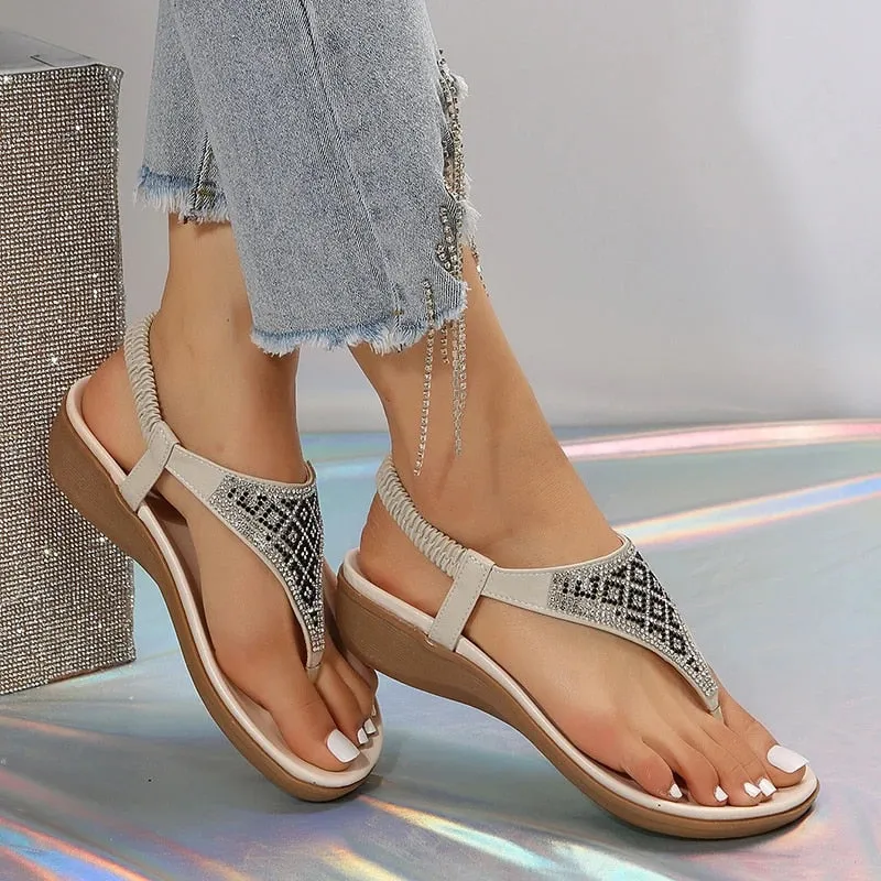 OCW Orthopedic Women Rhinestones Sandal Arch Support Breathable Anti Skid Chic Beach Flipflop