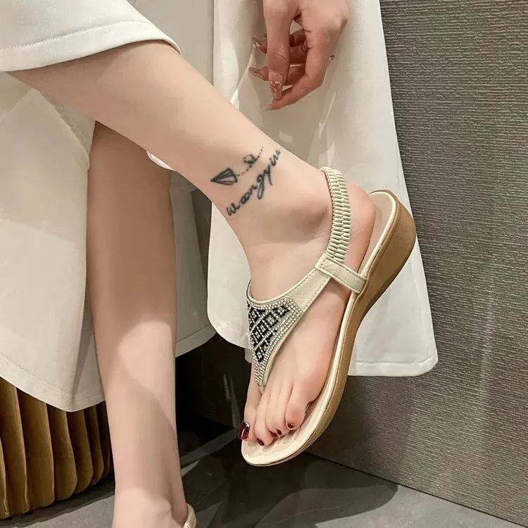 OCW Orthopedic Women Rhinestones Sandal Arch Support Breathable Anti Skid Chic Beach Flipflop