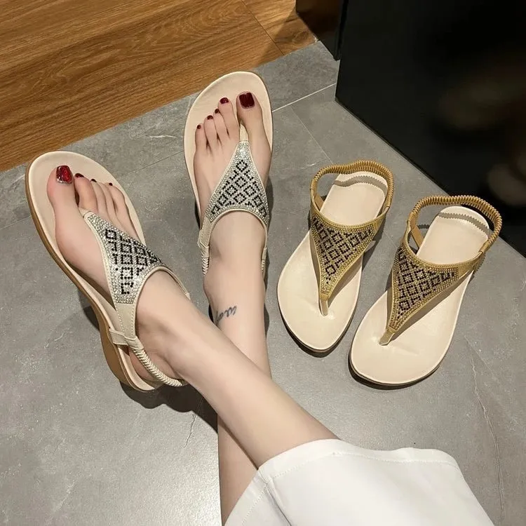 OCW Orthopedic Women Rhinestones Sandal Arch Support Breathable Anti Skid Chic Beach Flipflop