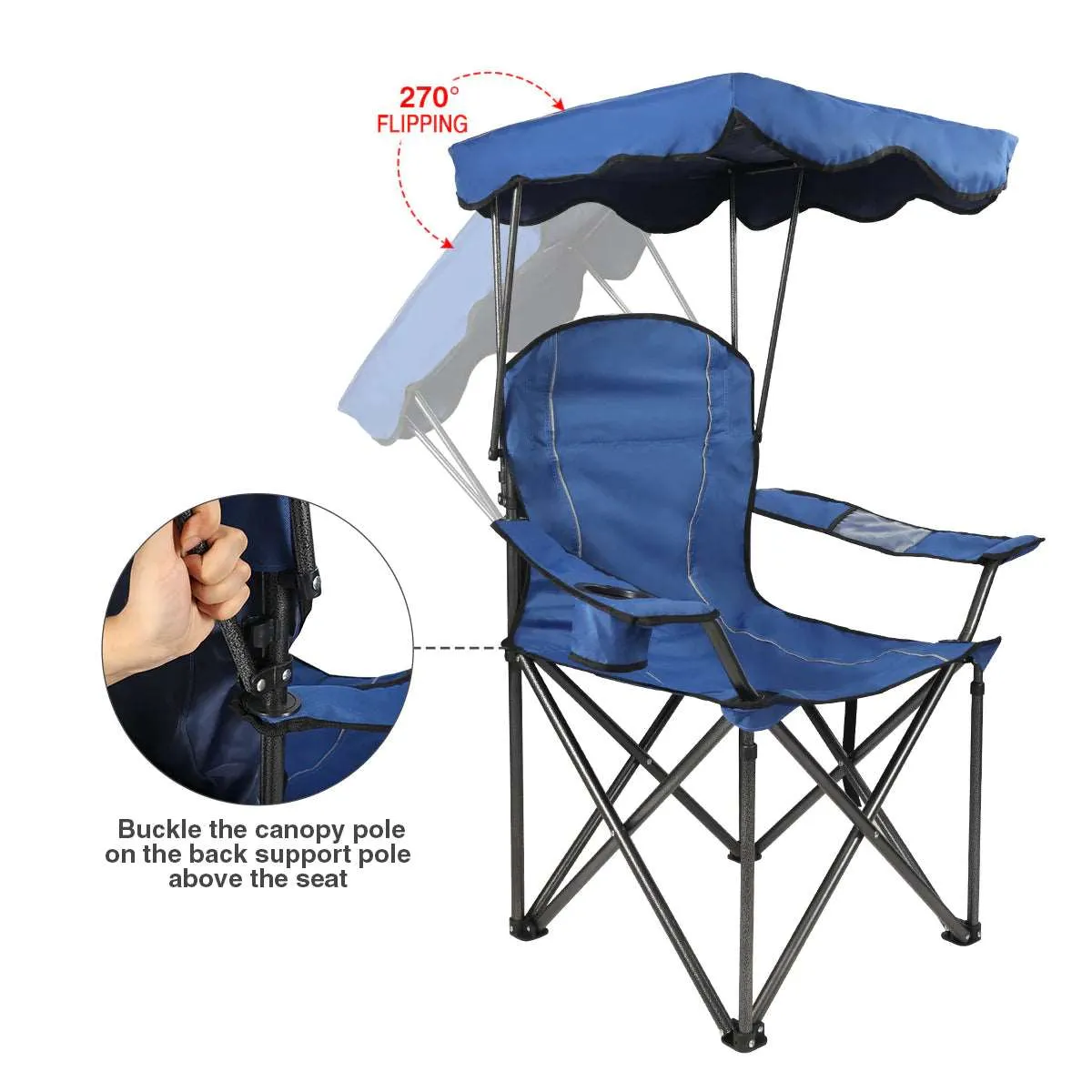 Oversized Folding Camping Chairs with Canopy Shade