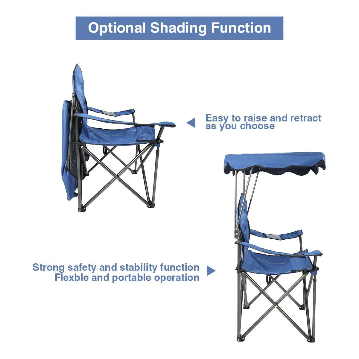 Oversized Folding Camping Chairs with Canopy Shade